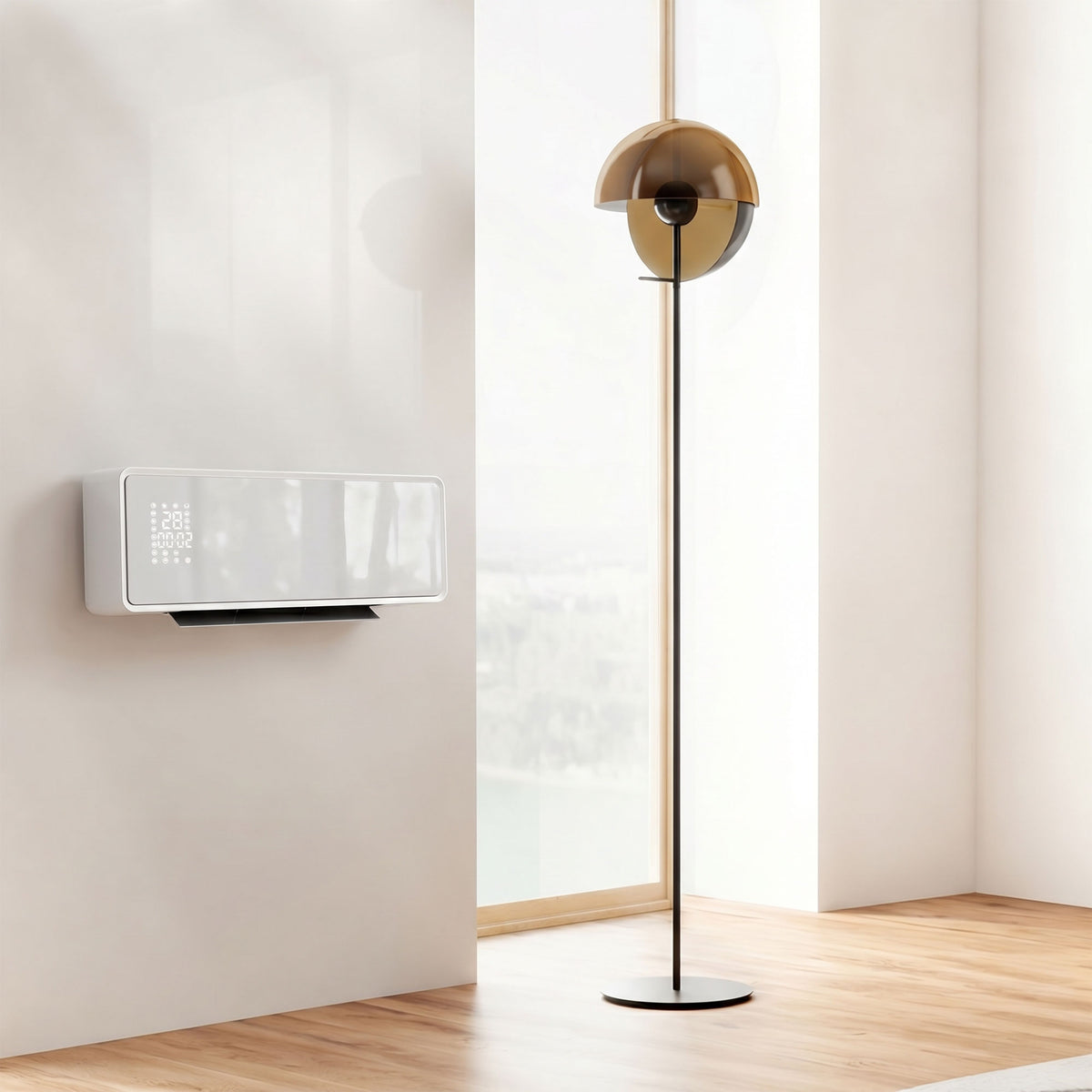 Chauffage mural en céramique 1000/2000W, radiateur électrique, ventilateur, thermostat, minuterie, 54x18,7x12,3cm, blanc-1