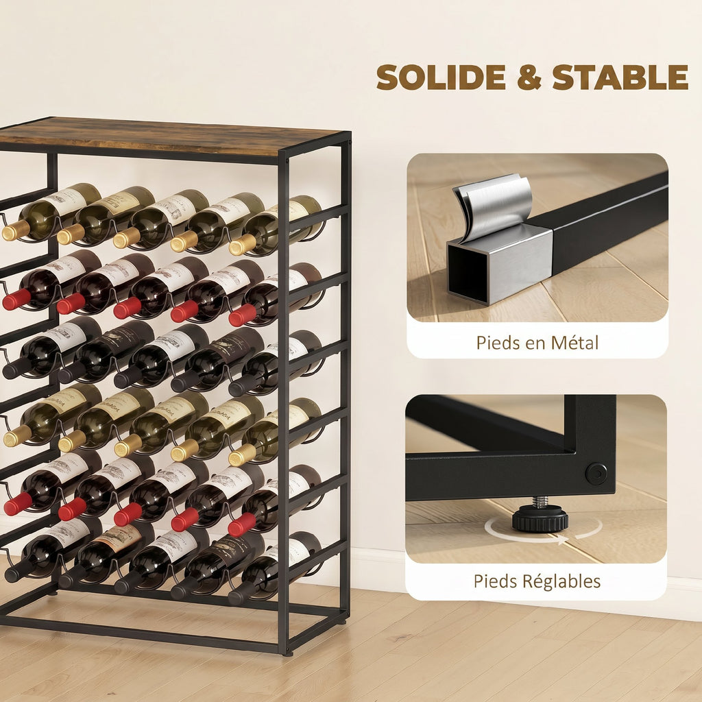 Casier à bouteilles pour 30 bouteilles, étagère à vin avec 6 niveaux, style industriel, 59x30x88,5cm, brun rustique-5