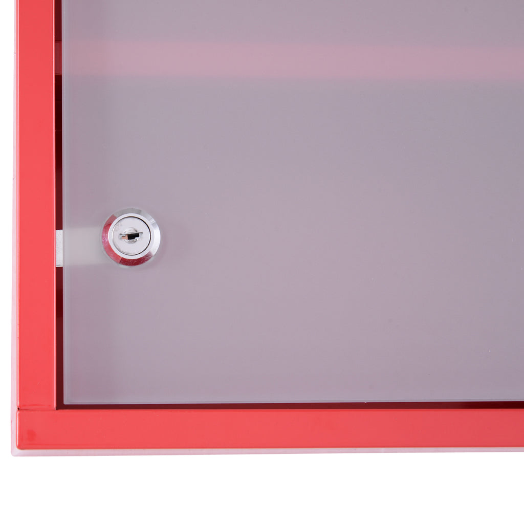 Armoire à Pharmacie 3 étagères 4 Niveaux verrouillable Porte Verre trempé dépoli Logo Croix 30L x 12l x 60H cm Acier Rouge-7