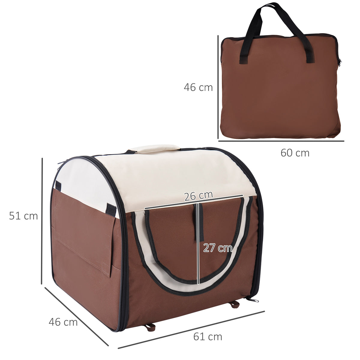 Sac de transport pour chien caisse de transport pliable pour chien respirant avec coussin d'agneau amovible 61 x 46 x 51 cm-2