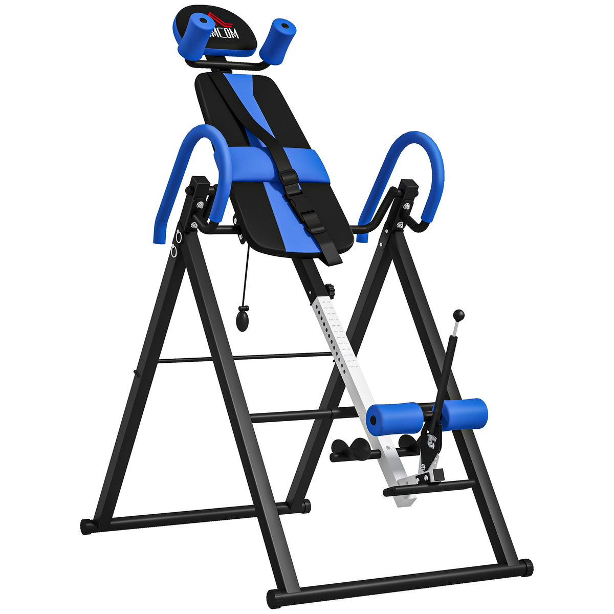 Table d'inversion de musculation pliable ceinture de sécurité réglable angle ajustable 3 niveaux 79x114x153cm bleu noir-0
