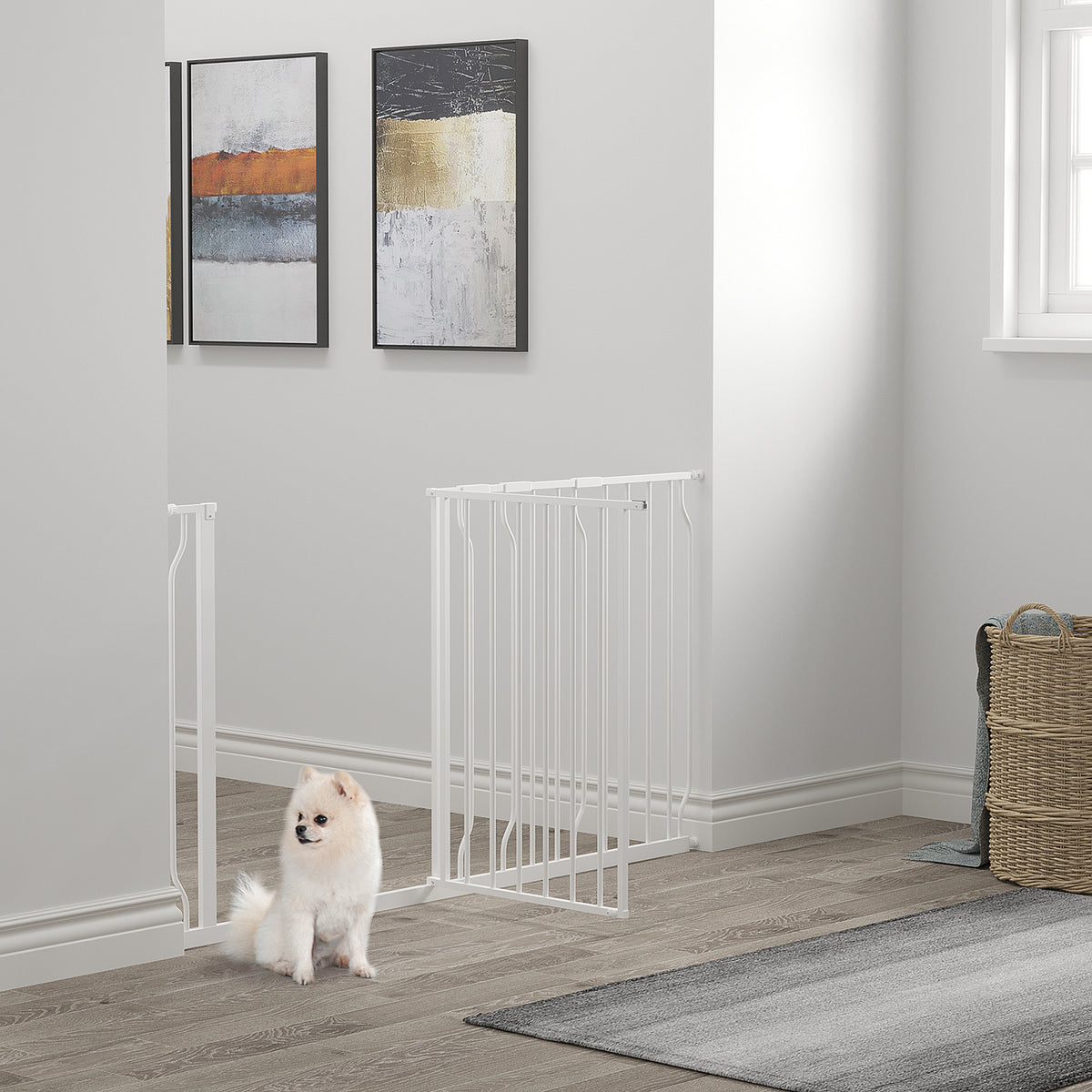 Lot de 2 barrières de sécurité barrière pour animal domestique longueur réglable escaliers couloirs portes sans perçage-1