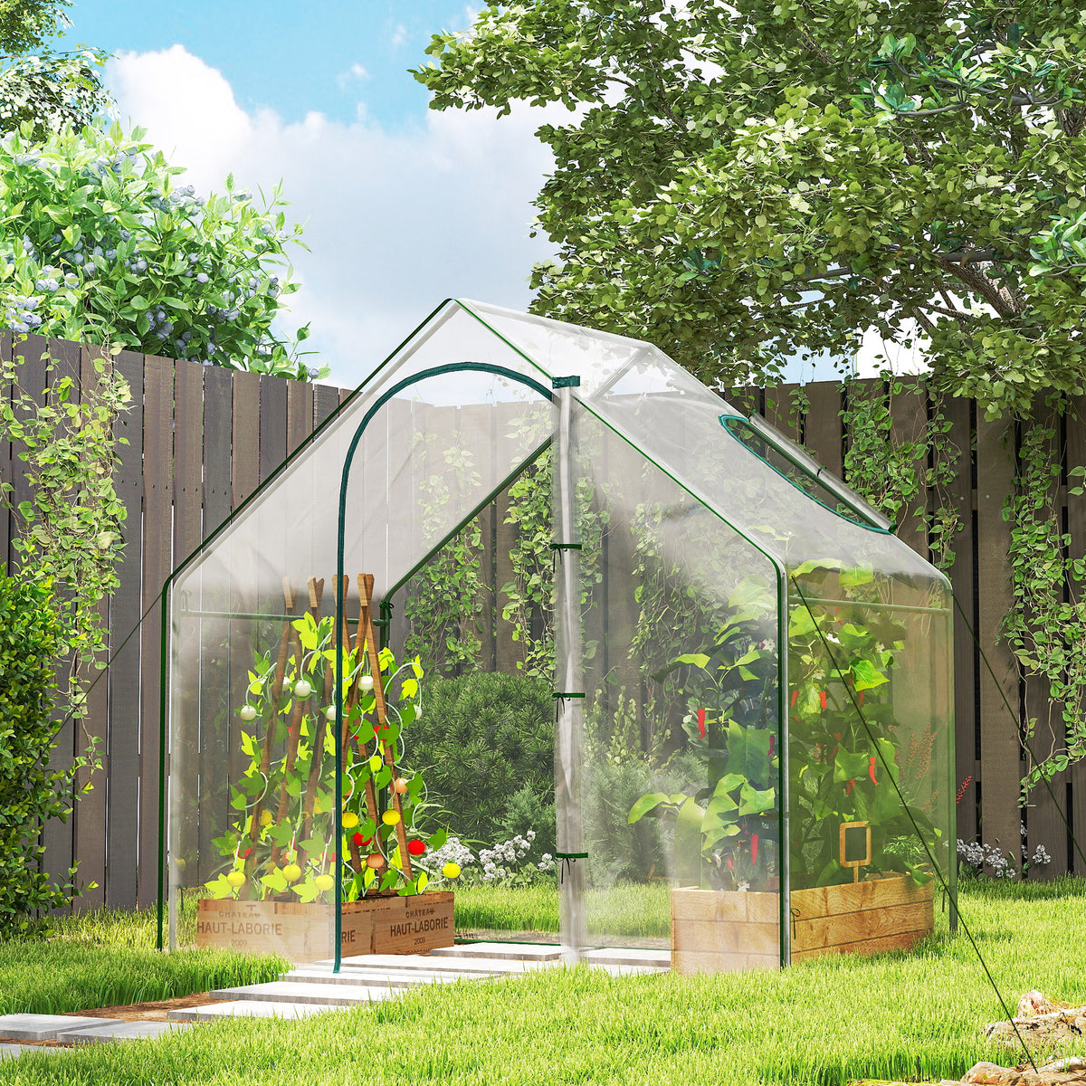 Serre de Jardin Balcon terrasse Serre pour tomates 1,8L x 1l x 1,68H m Acier plastique imperméable Transparent Vert-1