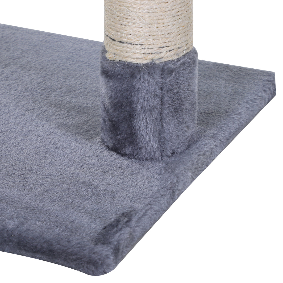 Arbre à chat 3 griffoirs grattoirs sisal naturel plateforme hamac et boule suspendue dim. 50L x 36l x 70H cm peluche courte gris-7