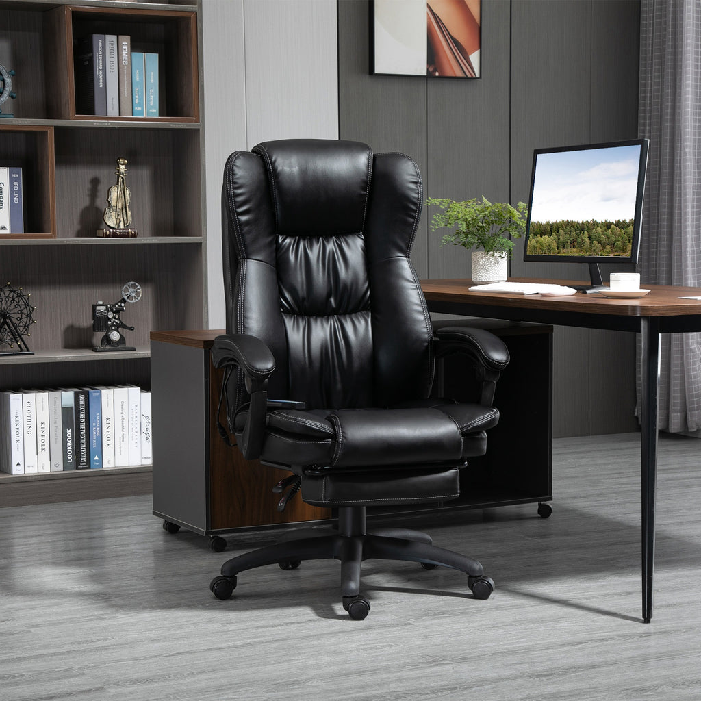 Fauteuil de bureau massant, chaise de bureau avec hauteur réglable, dossier inclinable et télécommande filaire, noir-9