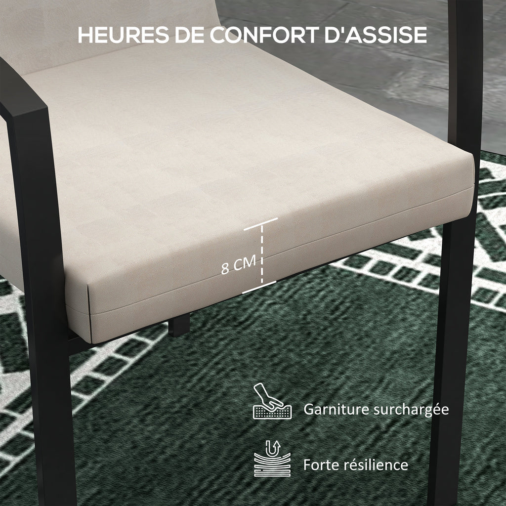 Lot de 2 coussins d'extérieur pour fauteuil chaise à dossier avec attaches rembourrage 8 cm, dim. 112L x 51l cm, beige-3