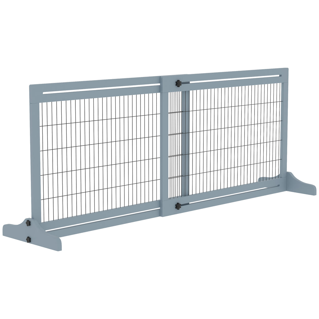 Barrière de sécurité pour chien extensible longueur réglable 104-180 x 36 x 69 cm pin bleu gris-0
