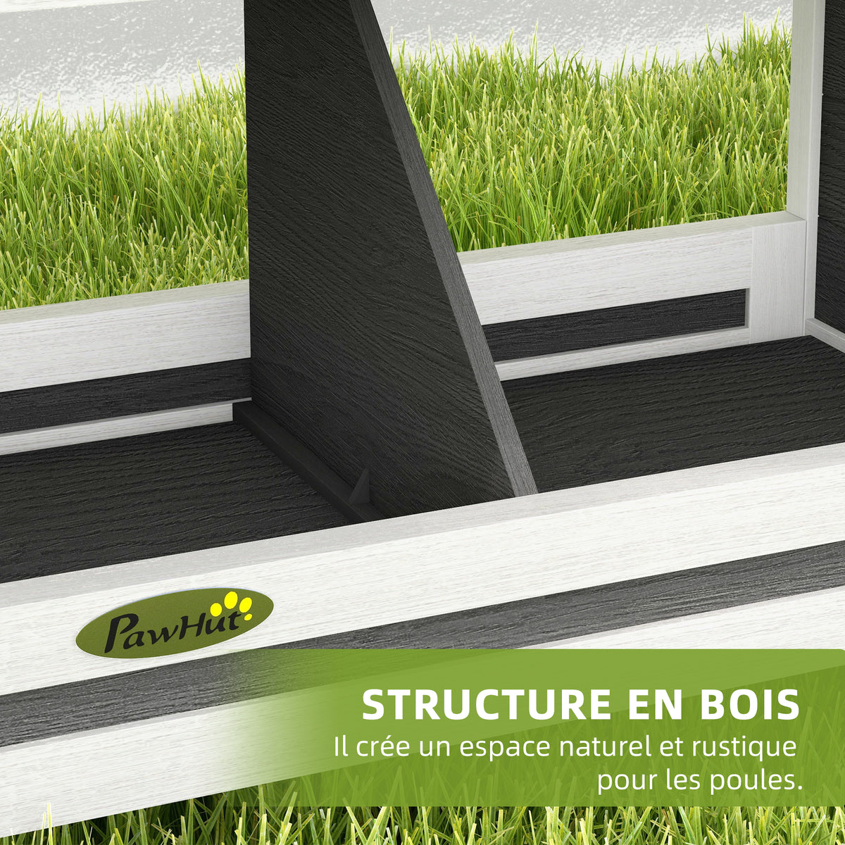 Pondoir nichoir pour poules 3 emplacements avec toit asphalte structure en bois 95 x 37 x 34 cm gris noir-4