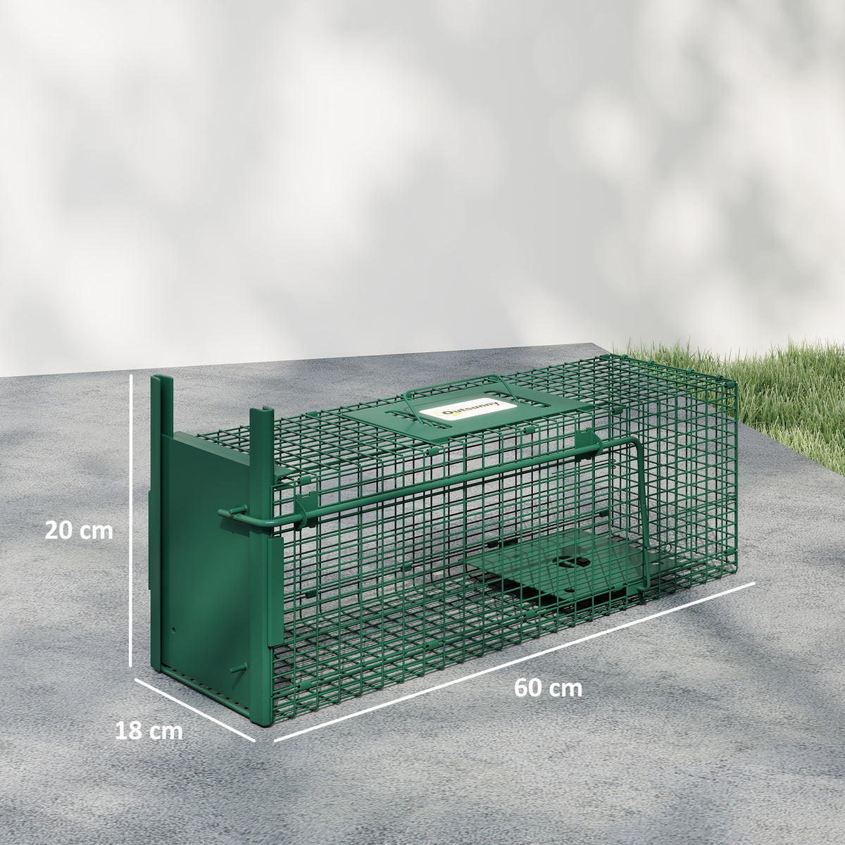 Cage attrape animaux nuisibles 1 entrée dim. 60 x 18 x 20 cm vert foncé-2
