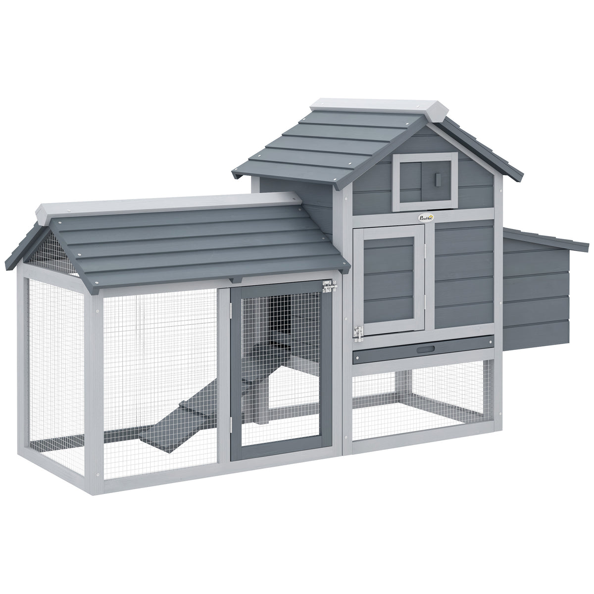 Petit poulailler cottage cage à poules sur pied dim. 150,5L x 54l x 87H cm multi-équipement bois massif de sapin-0
