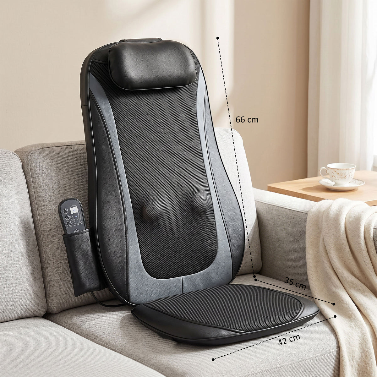 Masseur Dorsal Chauffant, Fauteuil de Massage Tissulaire Profond Vibration 3 Niveaux, Coussin de Massage-2