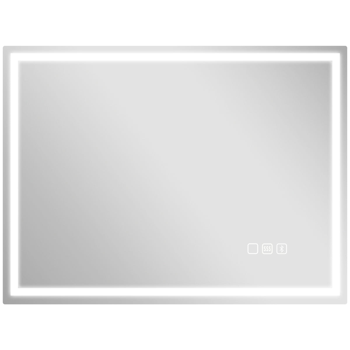 Miroir salle de bain LED bluetooth 60 x 80 cm interrupteur tactile lumière réglable 3 couleurs anti-buée mémoire argent-0