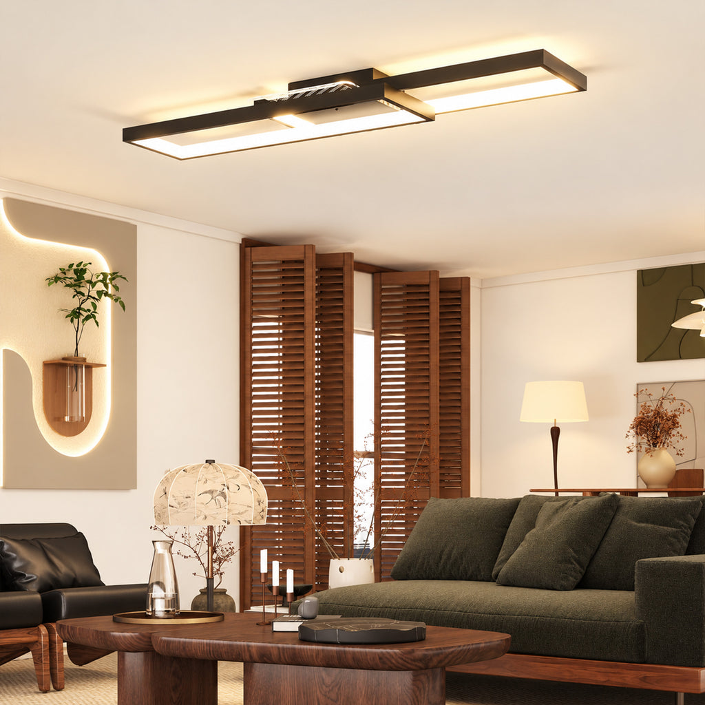 Plafonnier LED rectangle 43W, luminaire plafonnier 3000-6000K, 4600LM, télécommande, 70 x 30 cm, noir-7