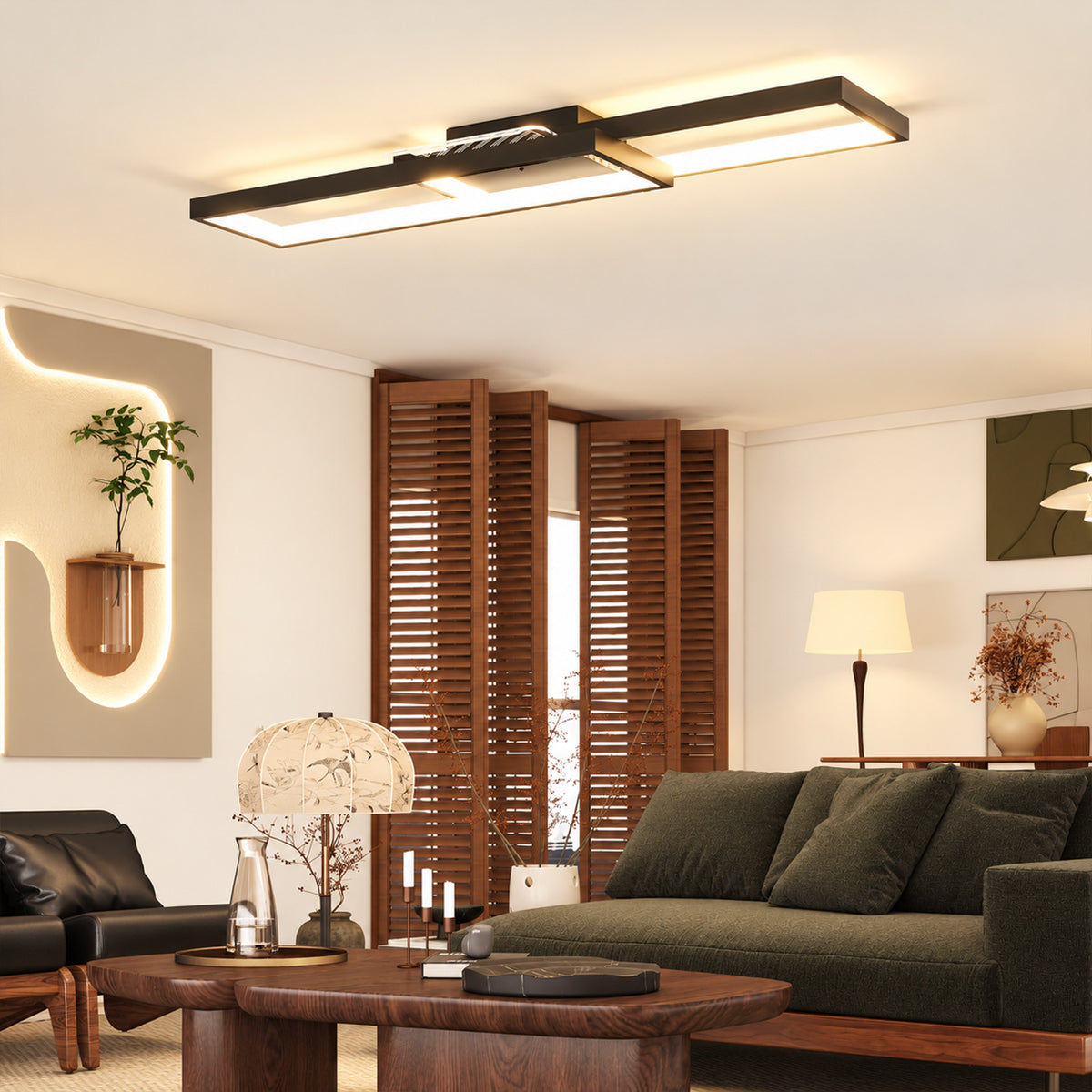 Plafonnier LED rectangle 43W, luminaire plafonnier 3000-6000K, 4600LM, télécommande, 70 x 30 cm, noir-7