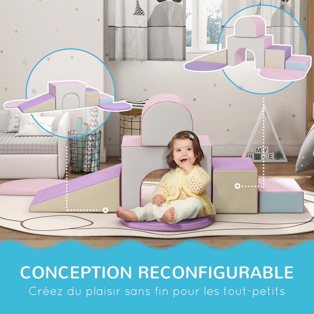 7PCS Module motricité bébé parcours motricité bébé en mousse EPE pour enfants d'âge préscolaire, multicolore-5