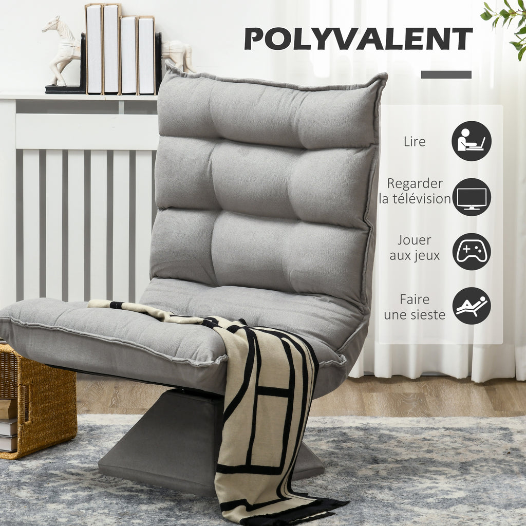 Fauteuil de sol paresseux fauteuil relax fauteuil salon design capitonné inclinaison dossier réglable pivotant 360°-6