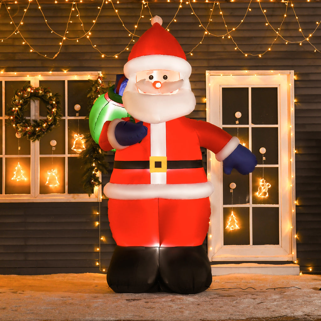 Père Noël Gonflable LED 2,4H m avec hotte Polyester imperméable Rouge-1