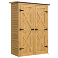 Abri de Rangement en Bois, Cabane de Jardin avec 2 Étagères, Marron-0