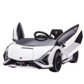Voiture électrique Enfants de Sport Véhicule électrique Lamborghini Sian 12 V - V. Max. 5 Km/h avec Télécommande 2,4G Effets sonores + Lumineux Blanc-0