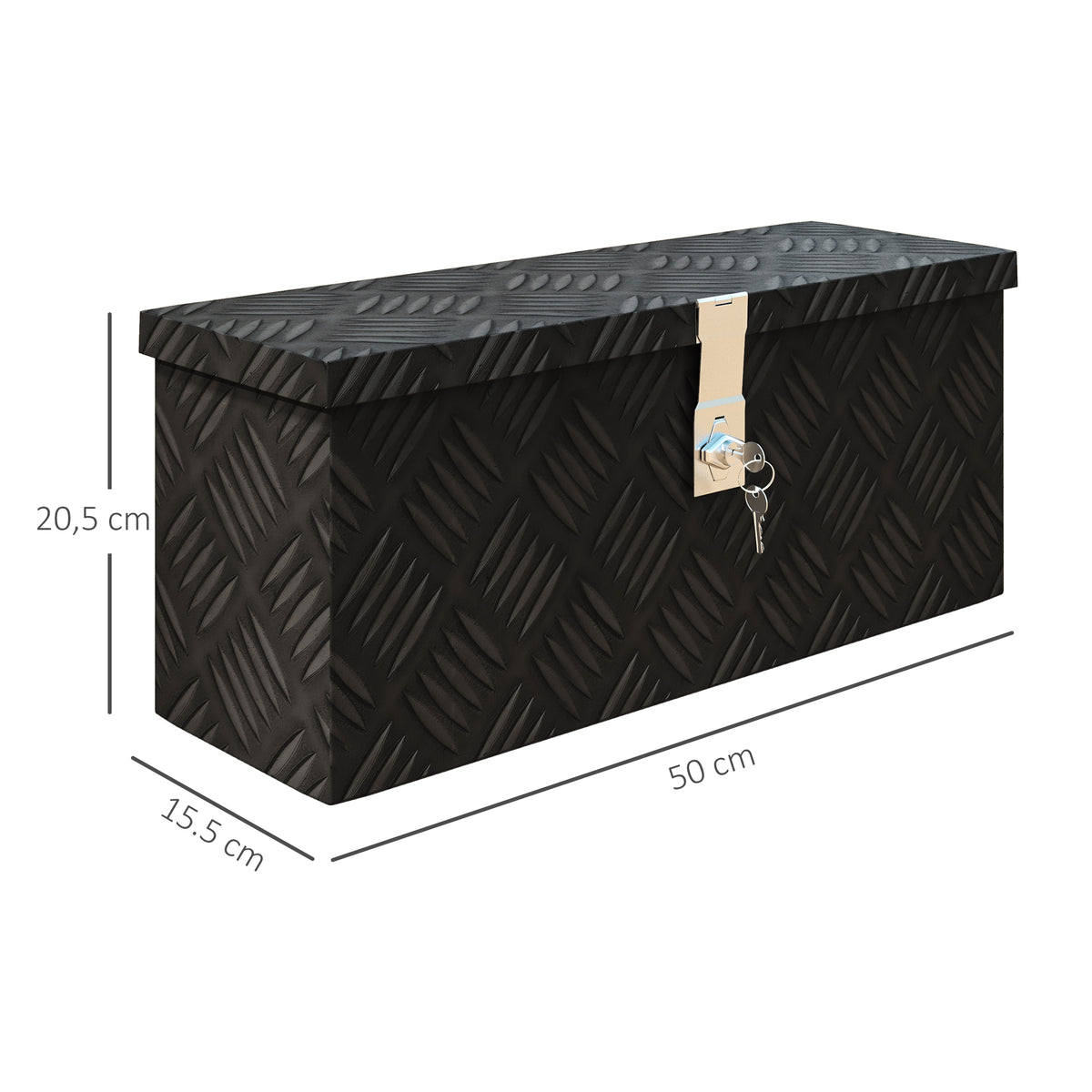 Boîte de rangement - boîte à outils en aluminium -  alu. verrouillage clé - dim. 50L x 15,5l x 20,5H cm-2