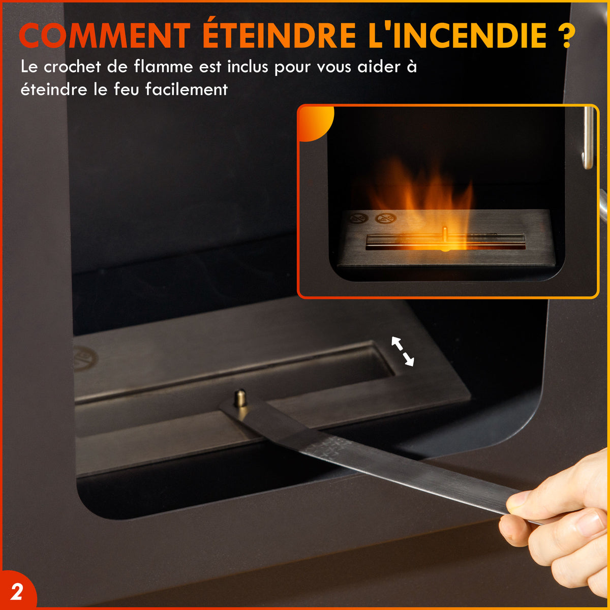 Cheminée poêle à éthanol avec réservoir 1,2L 3h de durée de combustion couverture 20 à 25 m² 50 x 27 x 82 cm noir-4