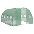 Serre tunnel de jardin 12m², serre de jardin tunnel 295x400x200cm porte et 8 fenêtres, bâche PE 140 g/m² vert-0