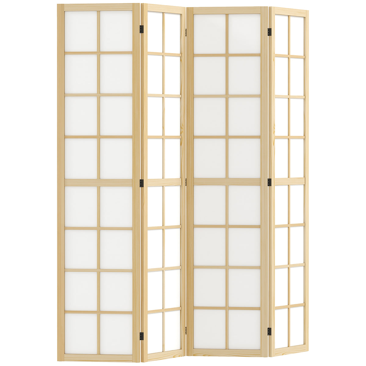 Paravent interieur pliable 4 panneaux 160 x 170 cm séparateur de pièce pour salon chambre à coucher maison, naturel-0