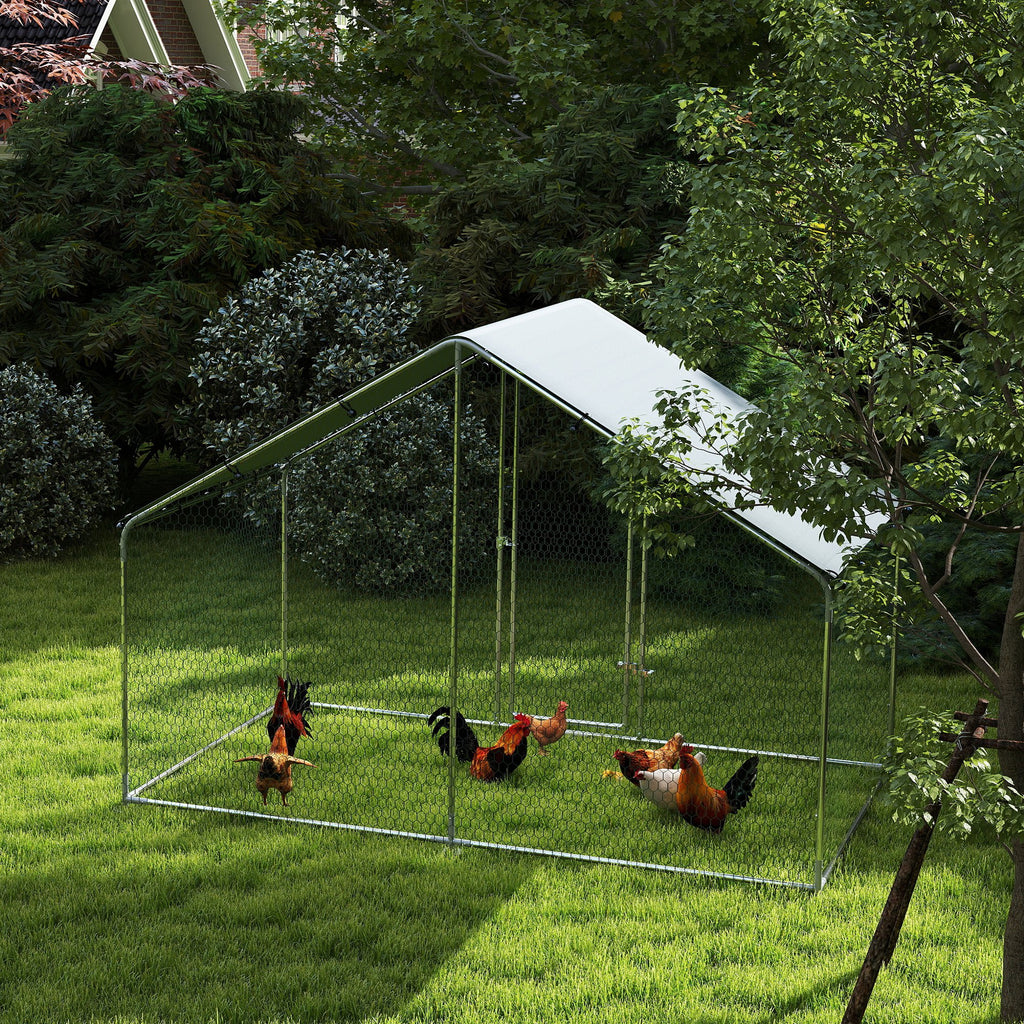 Poulailler, grand poulailler en métal avec couverture imperméable et anti-UV, cage pour 5-8 poules, 3 x 1,7 x 1,9m-9