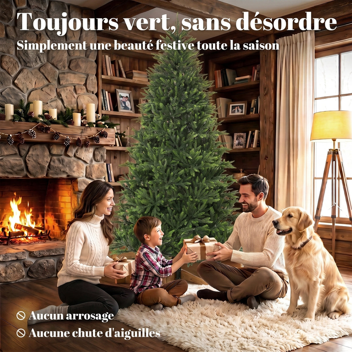 Sapin de Noël Artificiel 210 cm Nordmann, 1008 Pointes de Branches Articulées Réalistes en PE, Support en Bois, Vert-3