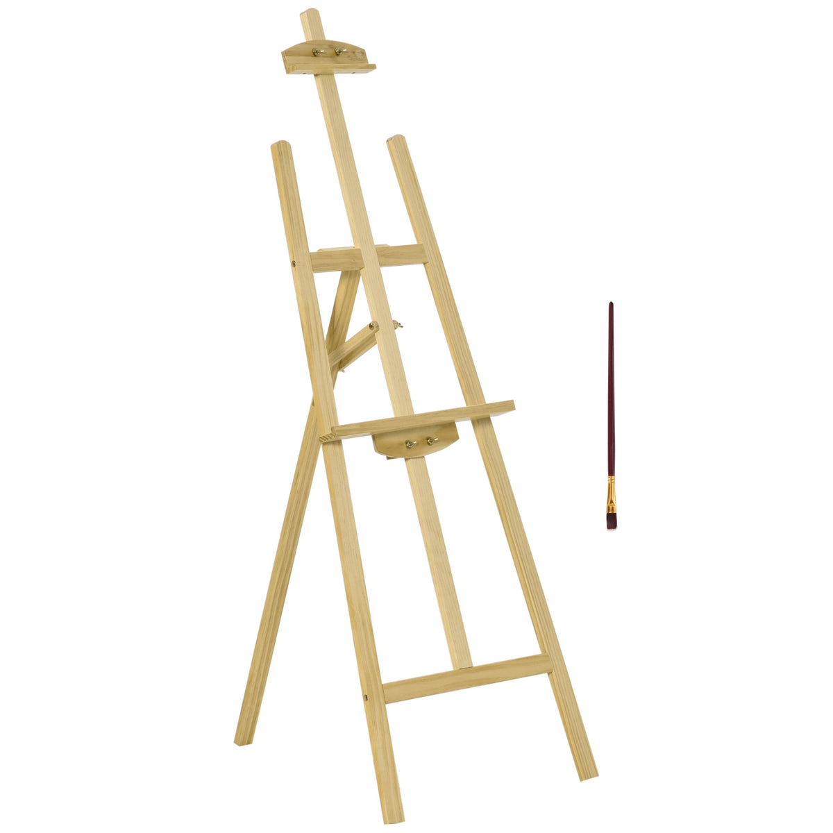 Chevalet d'artiste sur pieds dim. 51,5L x 71,5l x 134,5H cm inclinaison hauteur réglable 90° max. bois de pin-0