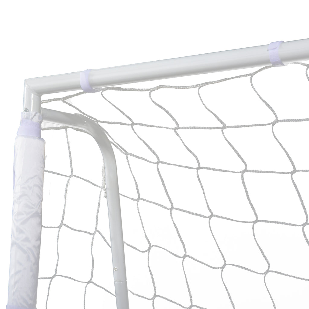 Lot de 2 buts de football - cage de foot - but d'entrainement - châssis métal filet PE - piquets & outil inclus - blanc-8