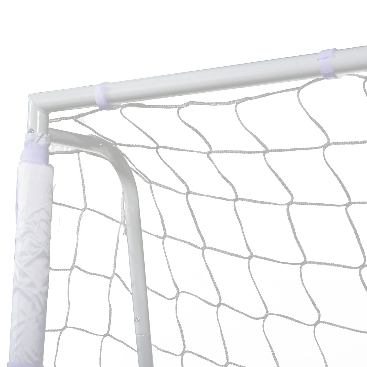 Lot de 2 buts de football - cage de foot - but d'entrainement - châssis métal filet PE - piquets & outil inclus - blanc-8