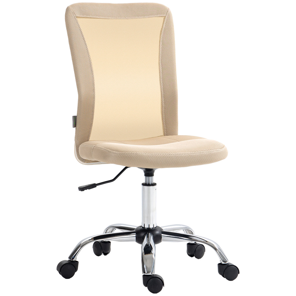 Chaise de bureau ergonomique hauteur réglable piètement chromé pivotant 360° revêtement maille beige-0