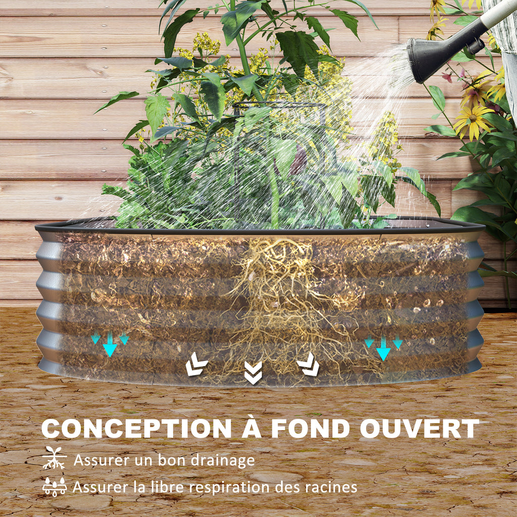 Lot de 2 jardinières surélevées galvanisées en acier kit de lits de jardin bordure caoutchouc 152 x 91 x 30 cm argent-6