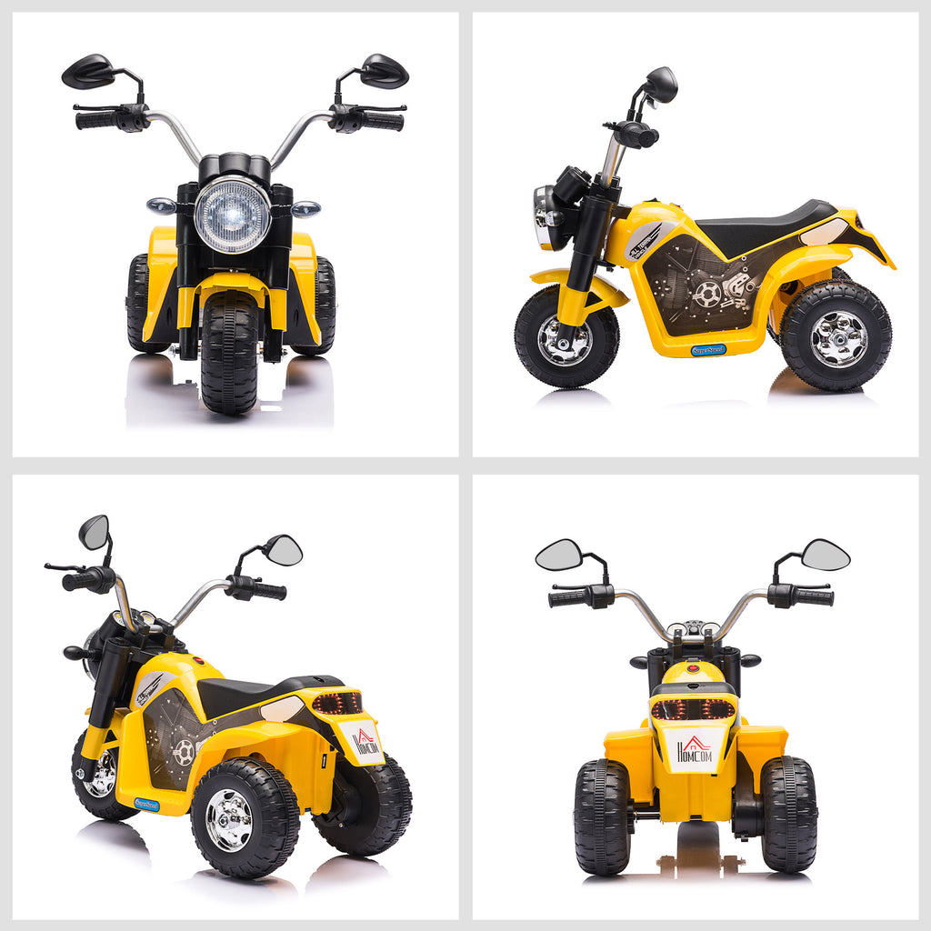 Moto électrique Enfant Chopper Tout-Terrain 6 V 20 W Marche AV AR 3 Roues Effets Lumineux et sonores Jaune Noir-7