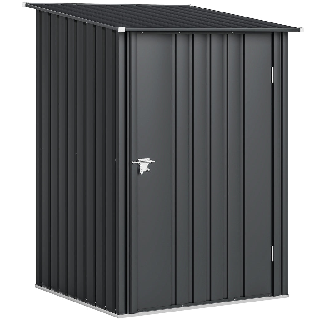 Abri de Jardin en Acier galvanisé 1m², avec Tôle Ondulée, Toit Incliné et Porte Verrouillable, 100x104x160cm, Gris Foncé-9