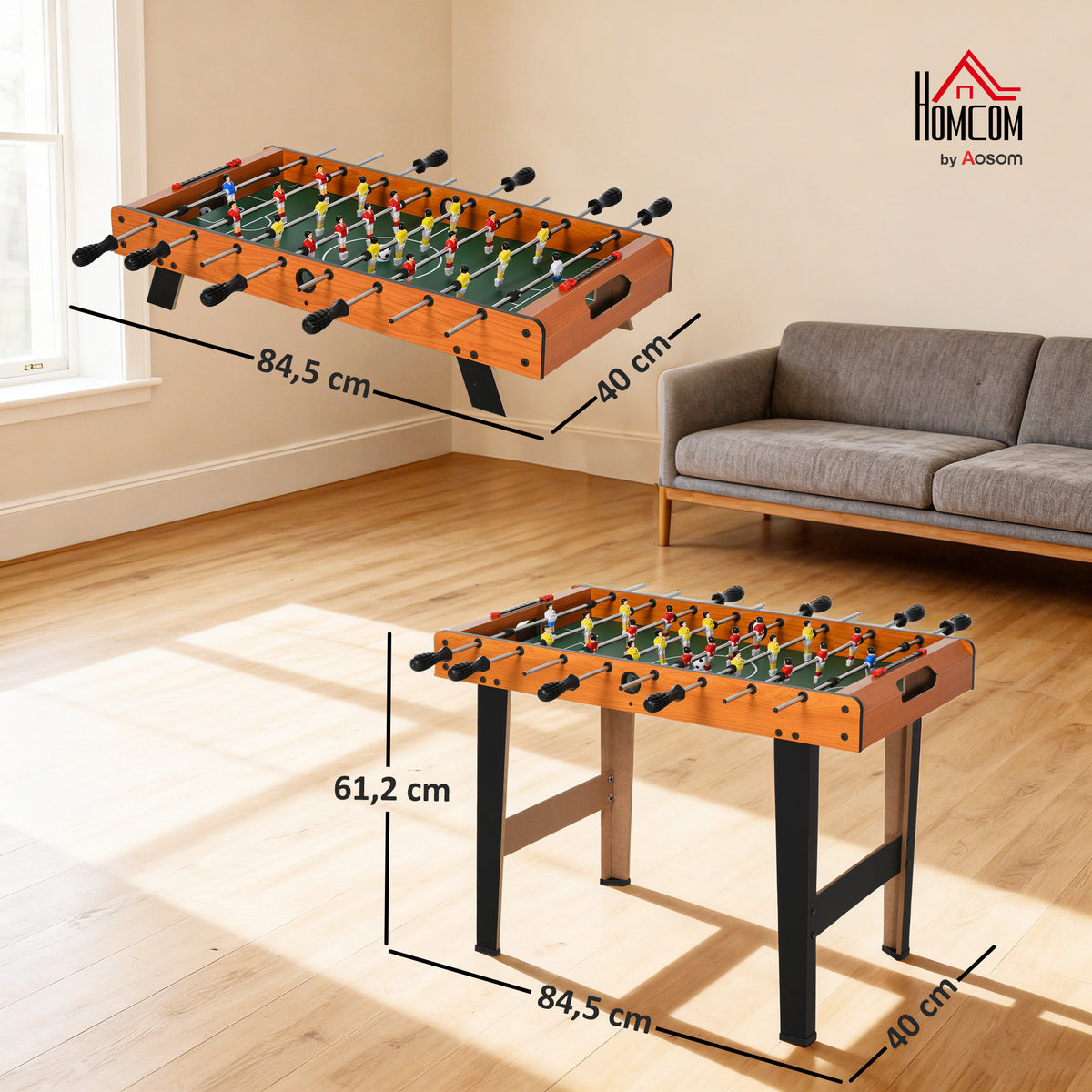 Mini babyfoot, table de baby-foot, en MDF, 22 joueurs, 2 balles, 2 panneaux de scores, 84,5L x 40l x 61,2H cm-2