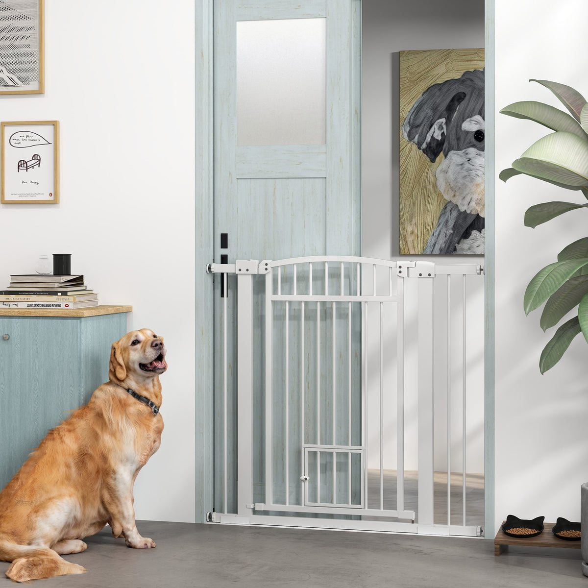 Barrière de sécurité chien système de double verrouillage montage par pression ou perçage largeur 76-104 cm blanc-9
