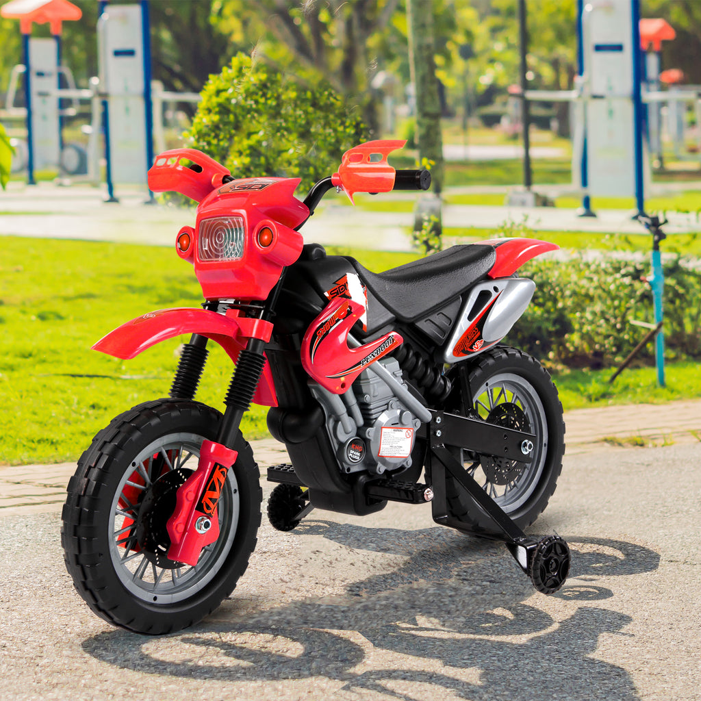 Moto Cross électrique Enfant 3 à 6 Ans 6 V phares klaxon musiques 102 x 58 x 66 cm Rouge et Noir-9