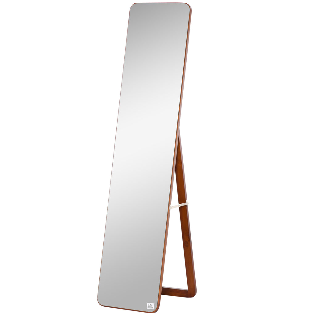 Grand miroir pleine longueur rectangulaire, 37 x 160 cm - miroir sur pied ou mural - pour chambre à coucher, salon et dressing, noyer clair-9