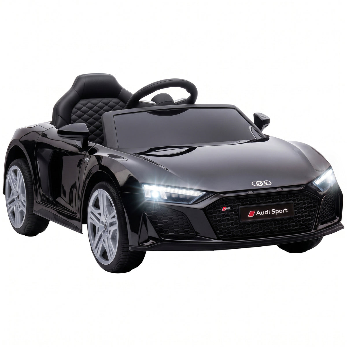 Voiture Électrique Enfants 12V Audi R8 Spyder, Véhicule Électrique, 2 Moteurs, Télécommande 2,4G, Batterie Lithium, Noir-0