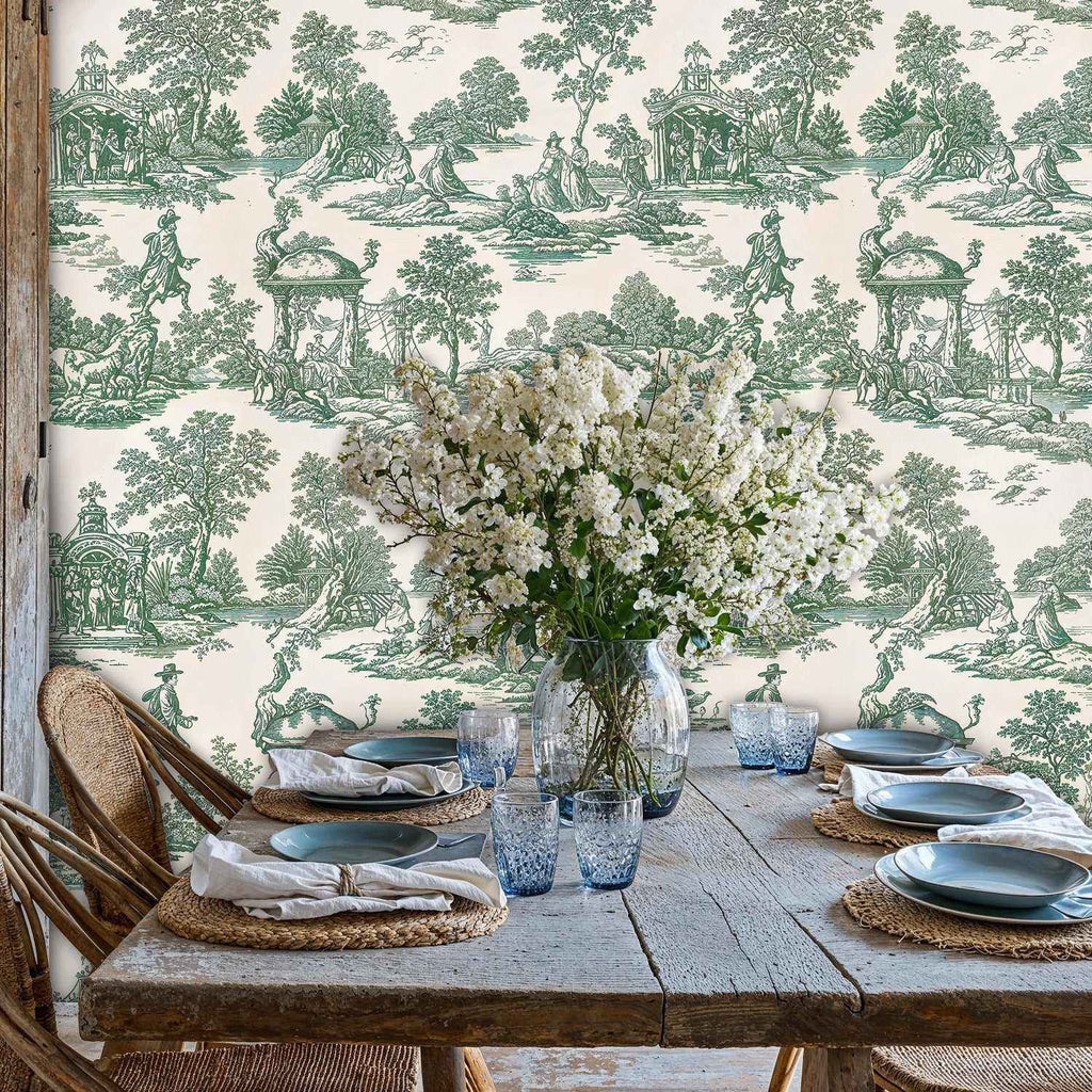 Papier peint toile de Jouy pastorale