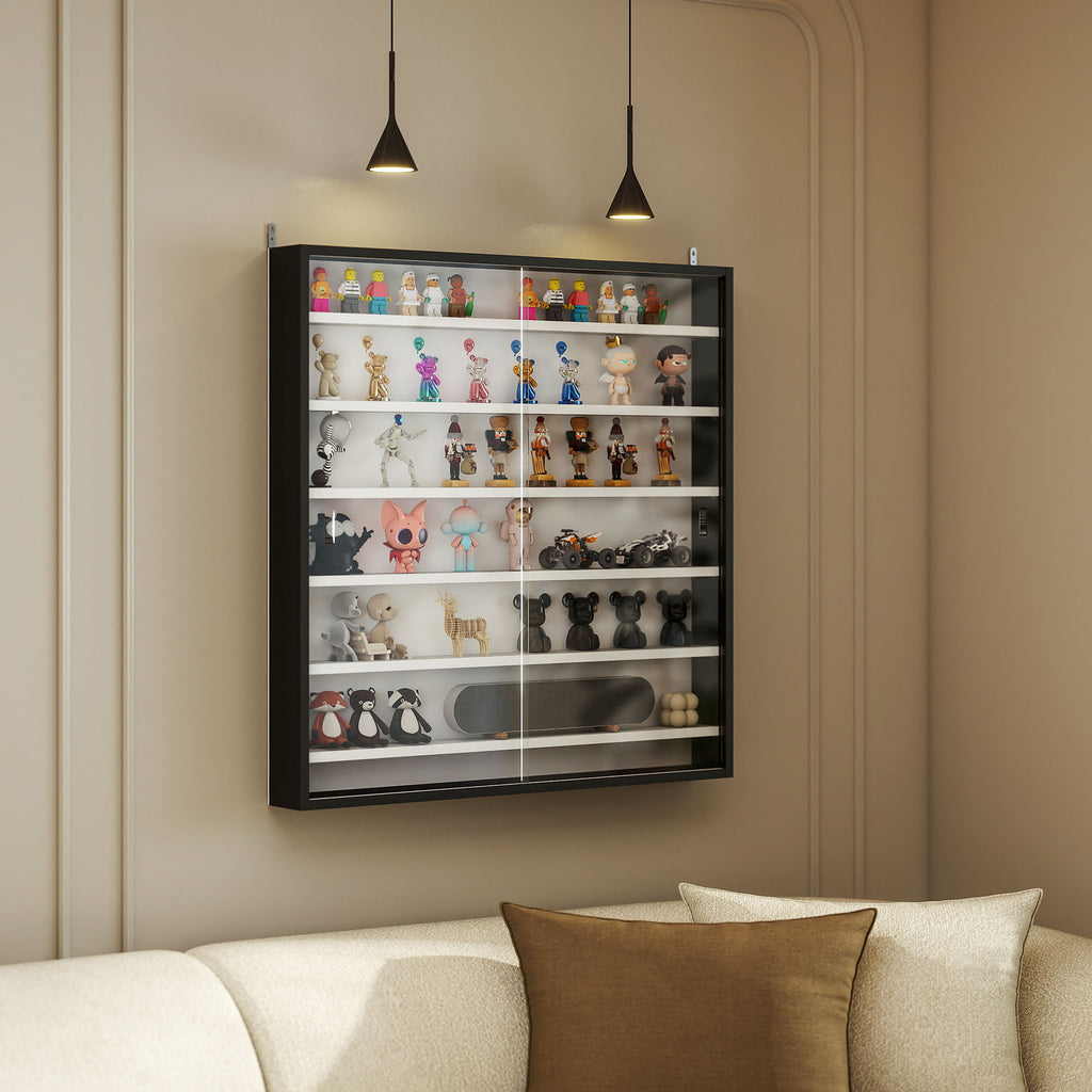 Vitrine pour collection vitrine murale 80 x 9,5 x 83 cm 6 étagères réglables en hauteur 2 portes coulissantes en verre-9