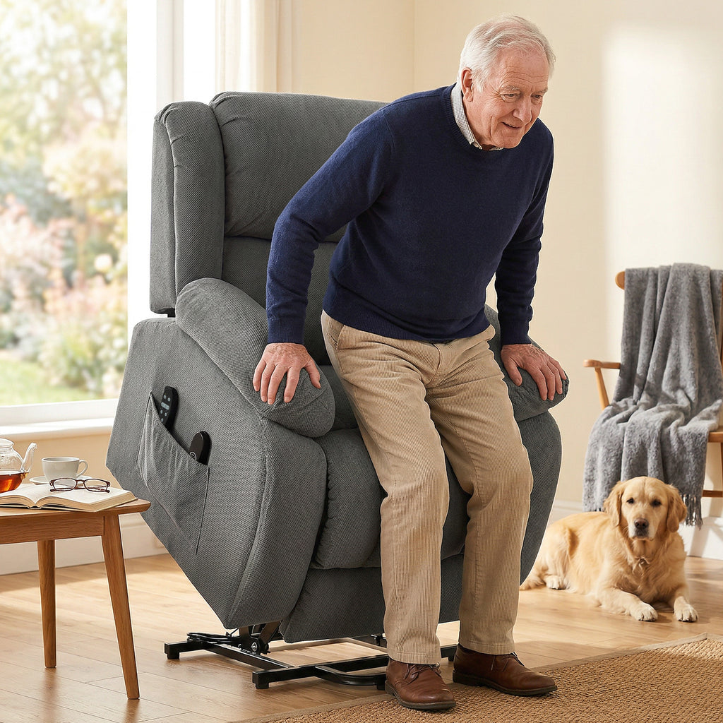 Fauteuil releveur électrique massage et chauffage avec repose-pied, dossier inclinable, télécommande et poche latérale-9