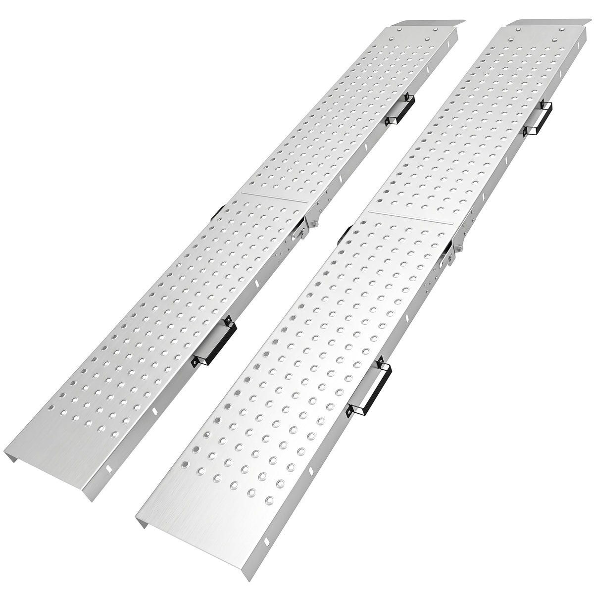 Lot de 2 Rampes de Chargement Pliantes avec Poignées et Surface Antidérapante, Charge Max. 400 kg, 180 x 25,5 cm, Argent-0