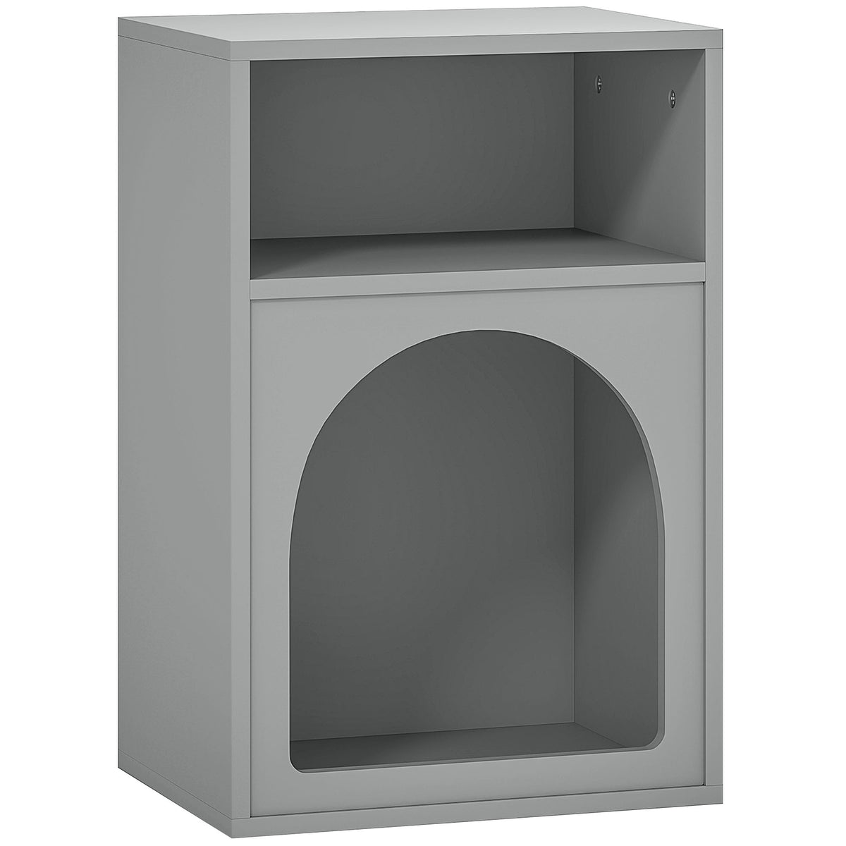 Table de chevet, table de nuit avec compartiments ouverts, design arqué, 40 x 30 x 60 cm, gris-0