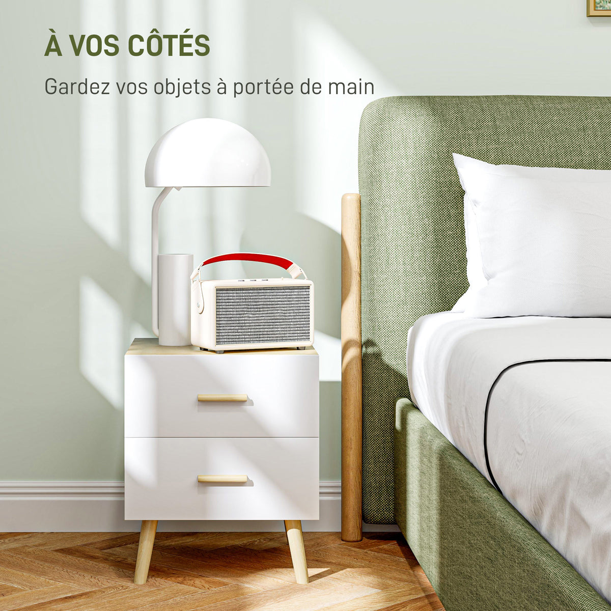 Table de chevet, table de nuit avec 2 tiroirs, style moderne, pour chambre à coucher, salon, 40 x 40 x 50 cm, chêne-3