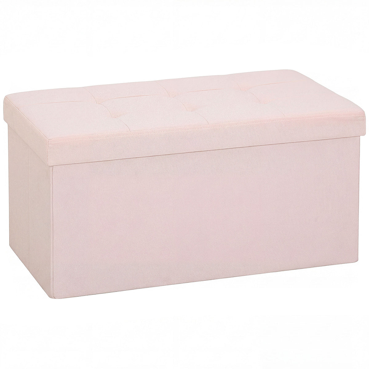 Banc de Rangement, Pouf de Rangement Pliable, Bout de Lit, Repose-Pieds avec Couvercle, 76L x 38l x 38H cm, Rose-0