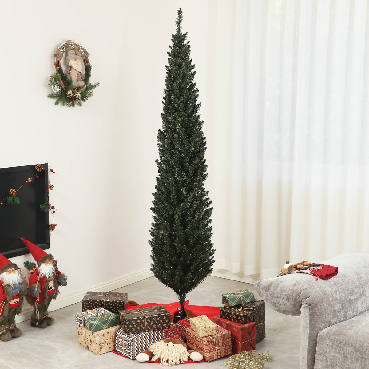 Sapin de Noël artificiel, arbre de Noël, base en acier, 390 branches épines, décoration de Noël, Ø 55 x 195H cm, vert-1