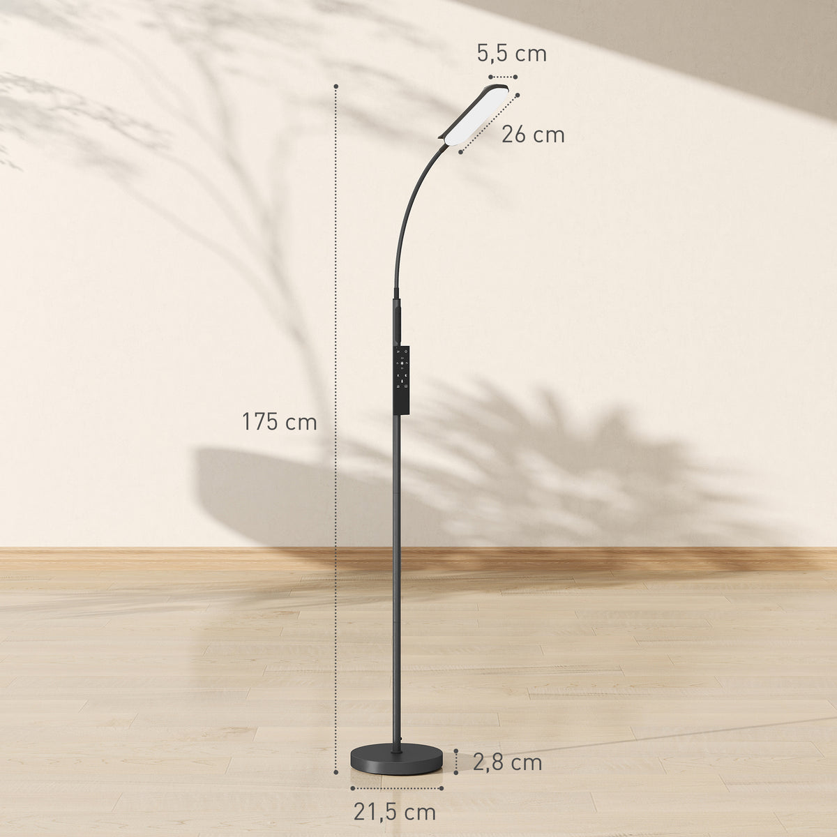 Lampadaire sur pied de salon avec télécommande, contrôle tactile, température couleur et luminosité réglables, noir-2